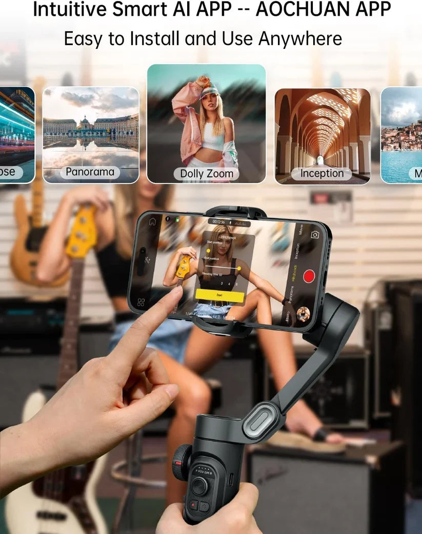 AOCHUAN Smart XE 3-Axis Smartphone Gimbal | AI Face Tracking & Gesture Control