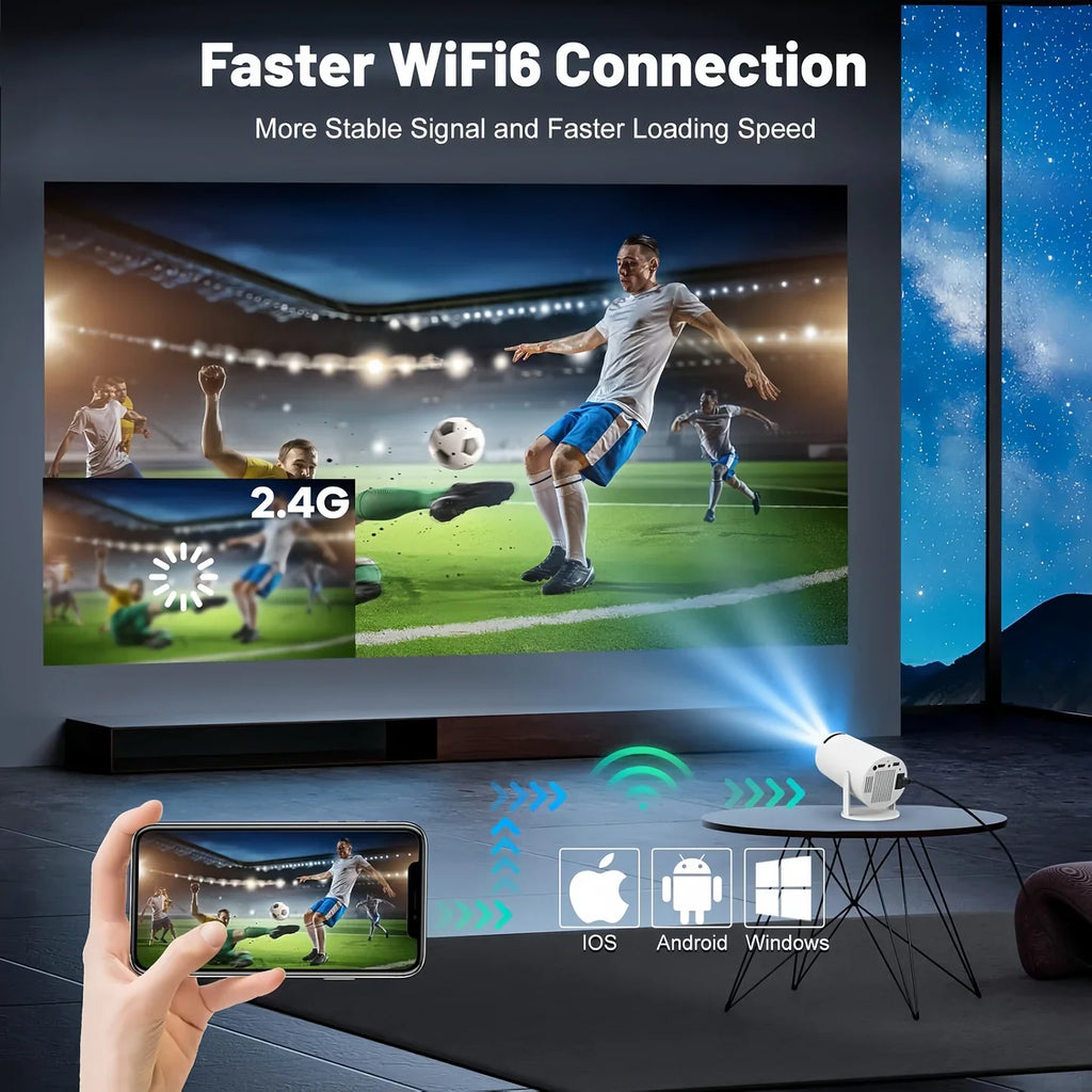 PocketBeam Smart 180° Portable Projector | Android, WiFi 6, Netflix & PS5 Support