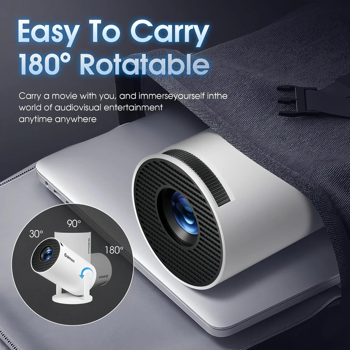 PocketBeam Smart 180° Portable Projector | Android, WiFi 6, Netflix & PS5 Support