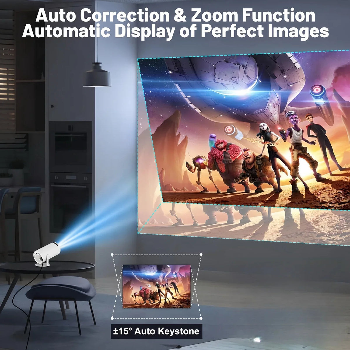 PocketBeam Smart 180° Portable Projector | Android, WiFi 6, Netflix & PS5 Support